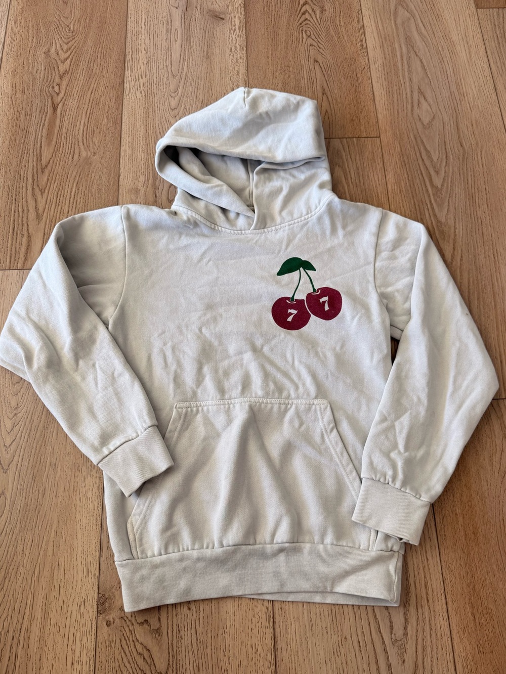 PacSun Cream Hoodie with Red Cherry Graphic